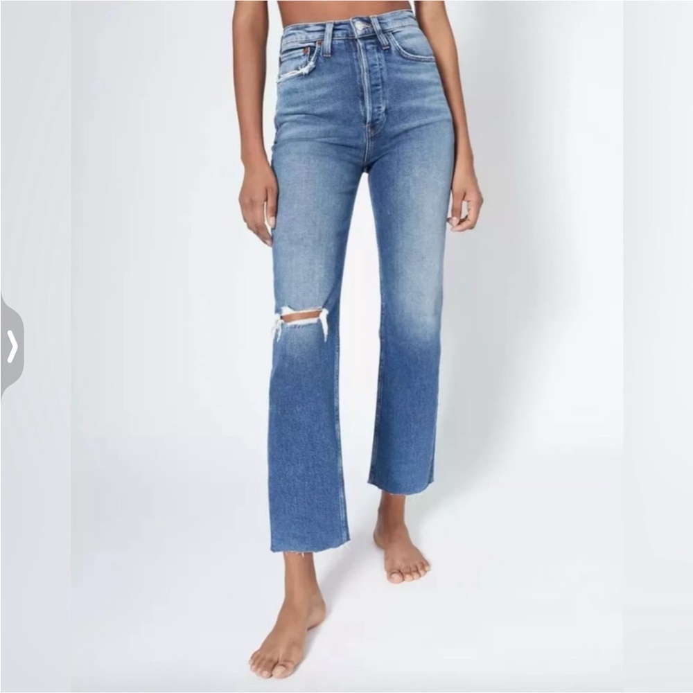 Re/Done Ultra High Rise Stove Pipe Blue Jeans 28